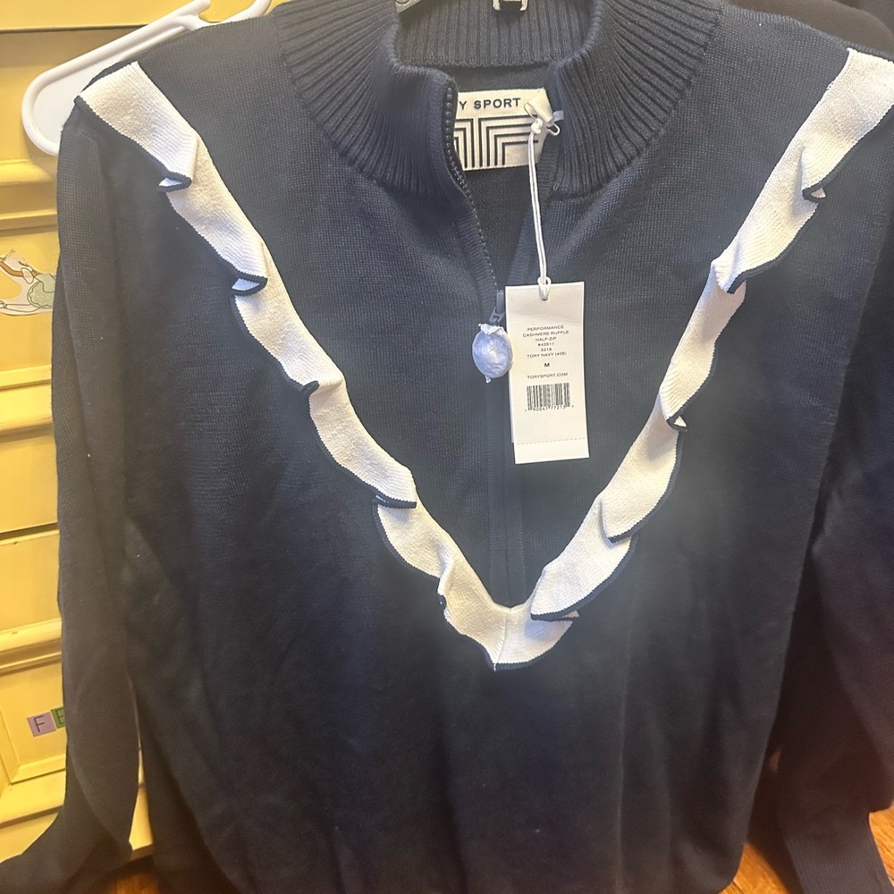 Tory Sport Navy and White Sweater